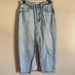 Abercrombie & Fitch High Rise Denim Skirt with Slit Size 0/25